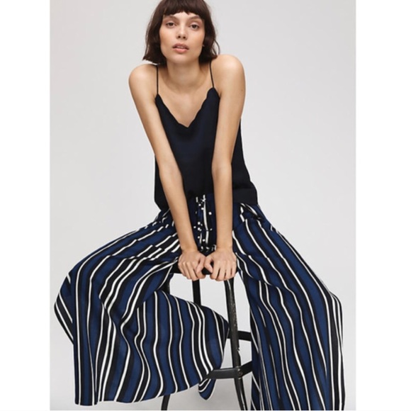 Anthropologie Pants - Anthropologie Maeve navy striped wide leg pants